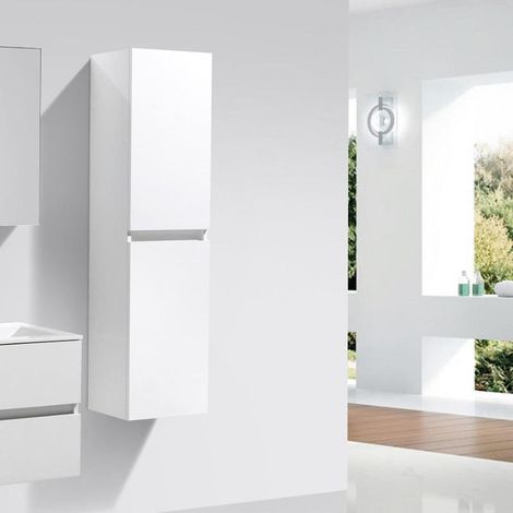 Grande armoire de rangement SIENA hauteur 150 cm blanc laqué 40 cm
