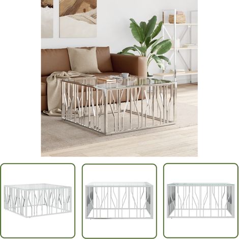 Maison Exclusive Couchtisch 100x100x50 cm Edelstahl und Glas (1/5)