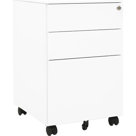 Classeur mobile de bureau en acier blanc, 3 tiroirs verrouillables, 39 x 45 x 60 cm - PANGIVO (1/5)
