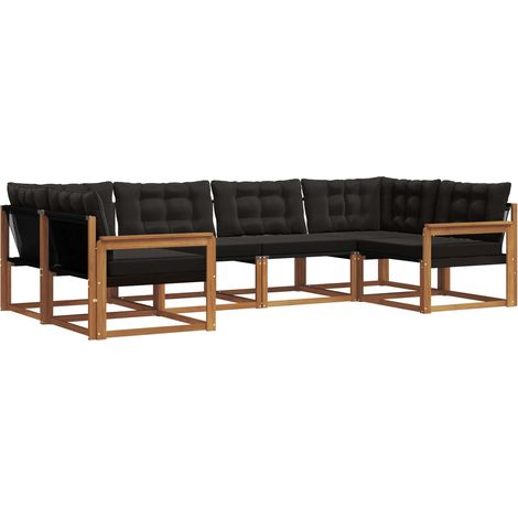 Conjunto de sofás de exterior 6 uds. Natural y negro vidaXL (1/5)