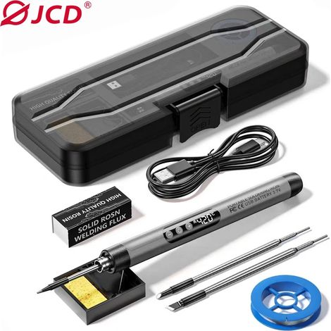 (Gris) Mini fer à souder numérique USB avec affichage numérique, interface Type-C domestique, batterie 1000 mAh, température réglable. (1/5)