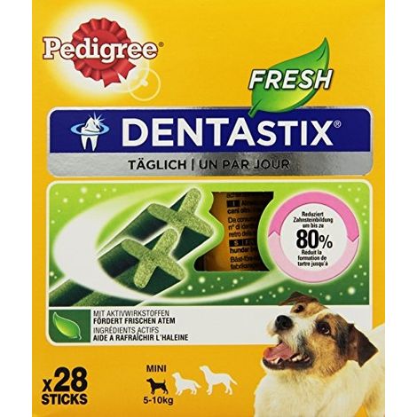 PEDIGREE - DENTASTIX FRESH MULTIPACK POUR PETITS CHIENS (5-10KG) - BOÎTE DE 28 BÂTONNETS À MÂCHER (440G) - LOT DE 4
