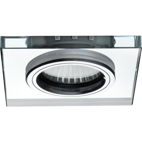 Plafonnier LED décoratif - Verre argent - Encastrable - Bande lumineuse bleue (1/5)