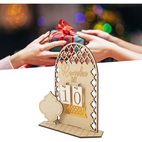 Ramadan-Zähler zum Selbermachen, dekoratives Holzornament, Eid-Zähler, Kalender, Typ C, 20 cm, hohe Dichte, für Familie und muslimische Feierlichkeiten, elegantes Geschenk (1/5)