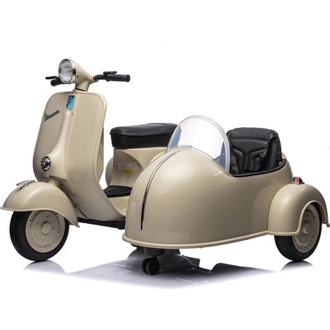 Moto Elettrica per Bambini Licenza Piaggio Vespa Sidecar 12V Crema (1/5)