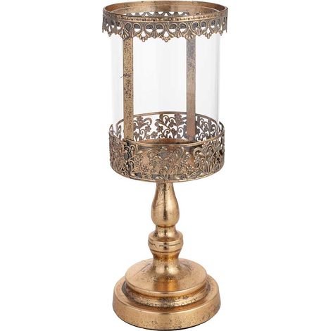 Candelabro de metal dorado 15.5x15.5x41h cm