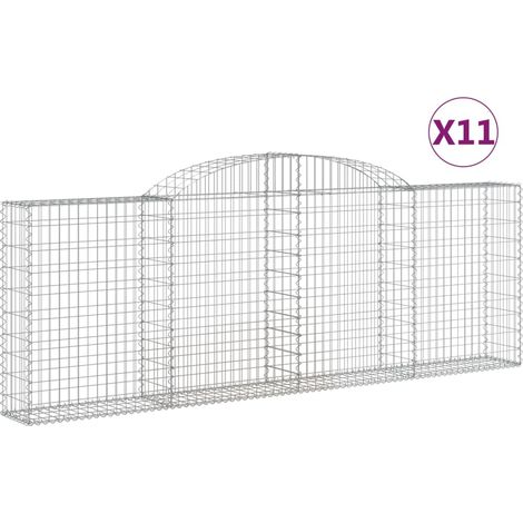 Paniers à gabions arqués 11 pcs  Mur en gabion 300x30x100/120 cm fer galvanisé