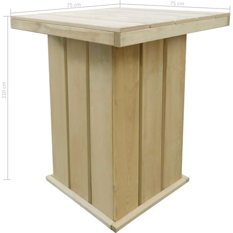 Table de jardin Table de bar 75x75x110 cm Pin imprégné (1/2)