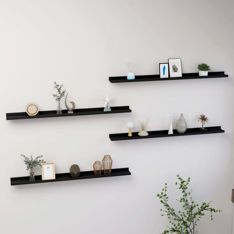 vidaXL Wall Shelves 4 pcs Black 100x9x3 cm (1/5)