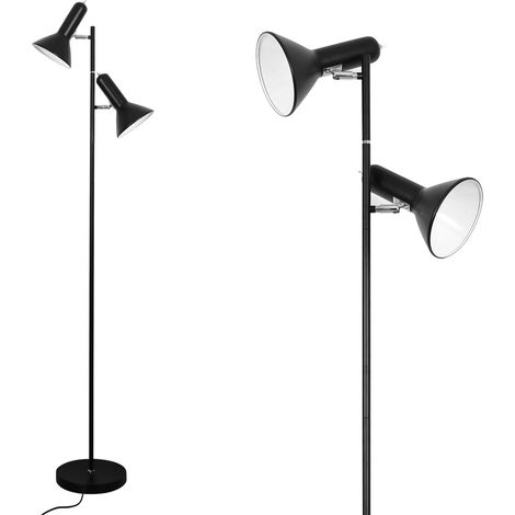 Lampe de lecture sur pied E27, 2 douilles max. 60 W (sans ampoule), lampe sur pied pour salon, hauteur 161 cm, lampe sur pied rétro vintage, métal industriel pour canapé, chambre à coucher (1/5)