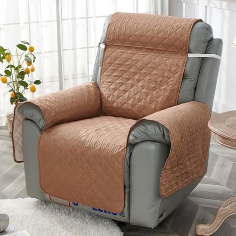 Housse Fauteuil Relax Matelassé,Couvre Fauteuil Relax Antidérapant,Couverture Protecteur Canapé 1 Place Doux et Confortable,Khaki (1/4)