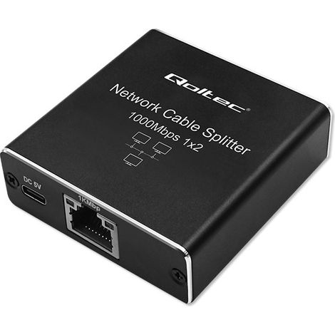 Mini splitter Qoltec 1x2 porte RJ45 1000Mbps USB-C Alluminio (1/5)