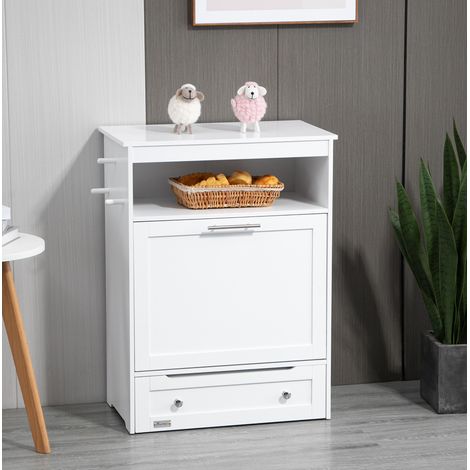 Mobile per ciotole animali 61 x 35,5 x 82 cm in legno bianco con contenitore FLORAGRACE (1/5)