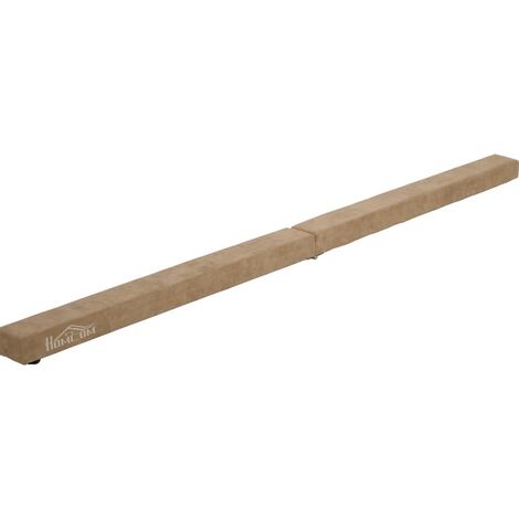 Viga de equilibrio plegable antideslizante con funda de ante y madera, 210 x 10 x 6,5 cm, marrón (1/4)