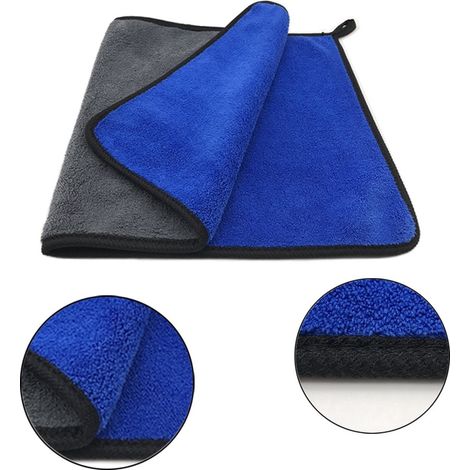 Panni in microfibra per auto - 10 pezzi - 30/30 cm - Blu/Nero - Per lucidatura e pulizia auto - Panni per la pulizia (1/2)