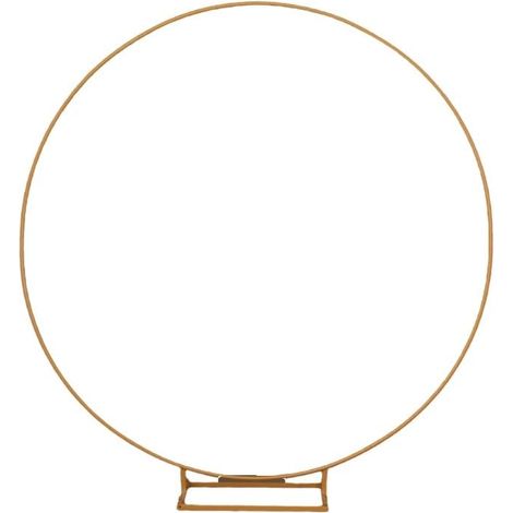 Kit arco nuziale in metallo con supporto per palloncini rotondi da 2 m con decorazioni floreali a base larga e supporto per ghirlande di palloncini per decorazioni nuziali fai da te, colore oro