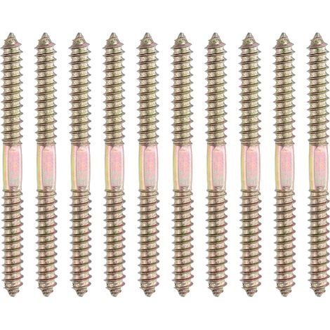 10 Pcs Vis Double Acier M8 x 100 Mm Pour Assemblage Meuble Bois (1/5)