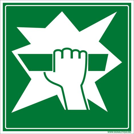 Panneau de signalisation en cas d'incendie - Brisez la glace - Évacuation et secours - Adhésif 125x125 mm, conforme aux normes de sécurité incendie (1/5)