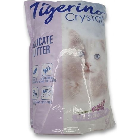 TIGERINO - Litière de silice Crystals - 5L - Parfum Lavande - Ultra absorbante et antibactérienne - Voir photos (1/5)