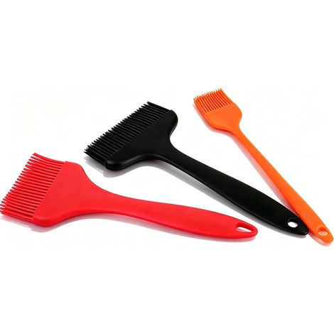Lot de 3 pinceaux de cuisine en silicone 21 cm – pinceau pâtisserie extra large 9,1 cm/7 cm/3,2 cm – brosse alimentaire résistante à la chaleur, sans BPA, idéale pour barbecue, cuisson et pâtisserie (1/5)
