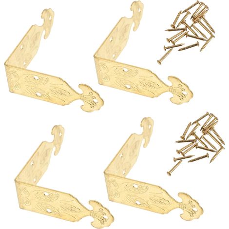 4 protège-coins décoratifs, laiton/bois, pour menuiserie (1/5)