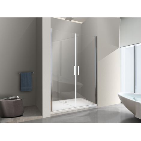 NALA Box Doccia Doppio Battente In Linea Vetro Temperato 8 mm Easy-Clean 158,5-162,5 H 200 cm