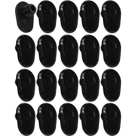 20x Bouchon cache trou de montage capuchon en plastique forme oblong 10mm 11mm Protection Recouvrement Meuble Literie Maison, Noir (1/4)
