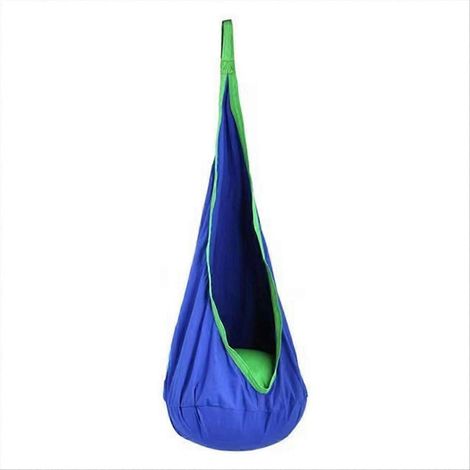 Suspendu Chair portable Parachute chiffon Swing Bed intérieur bleu (1/5)