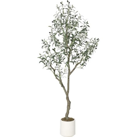 180cm Grande Olivier Fausse Réalistes,Plante Verte Artificielle Interieur avec Olivier,Multi Branche&Feuillage,sans Entretien,Olivier Artificielle/Fausse Plante décorative pour Salon,Bureau,Balcon