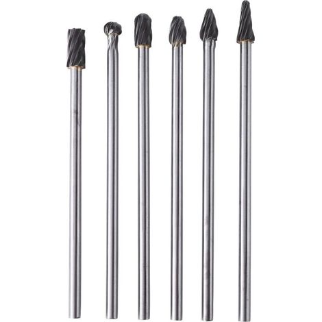 Kit de 6pcs Fraises Rotatives en Carbure de Tungstène Tige 6mm Tête 10mm Outil Dremel Perceuse Ponceuse Electrique