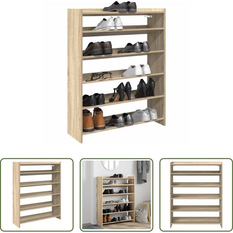 Holzwerkstoff Schuhregal -  Schuhregal Sonoma-Eiche 80x25x100 cm Holzwerkstoff (1/5)