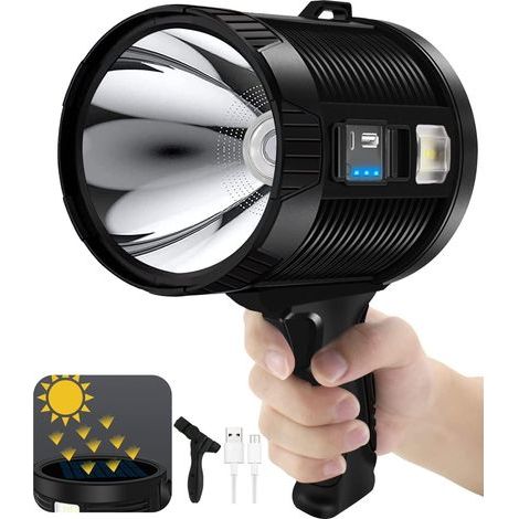 Foco Lumen, linterna recargable superbrillante con trípode, 6 modos, resistente al agua IPX6, foco portátil para exteriores para caza marina y navegación. (1/5)