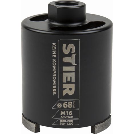 STIER Couronne à sec abrasifs, système DAS / M16 82 mm, soucée au laser, tout types de matériaux, fente banane, couronne de forage (1/3)