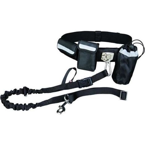 Cintura Ventral Nera Trixie con Guinzaglio Estensibile Sport