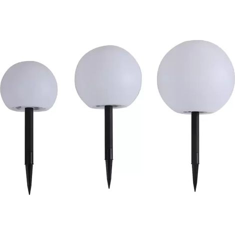 [NEUWERTIG] B-Ware Lindby Solarlampen Gartenleuchten Led Kugeln Erdspieß Set Weiß Lago562
