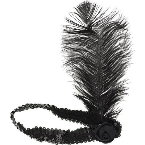Fascia per capelli retrò con piume nere