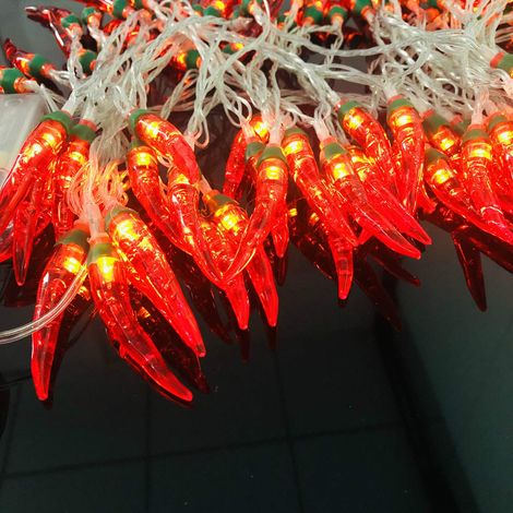 Guirlande lumineuse rouge piment, 80 LED, corde de fée, veilleuse, poivre, lampes USB, blanc chaud pour Noël, mariage, vacances, décoration (piment, B, USB) (1/5)