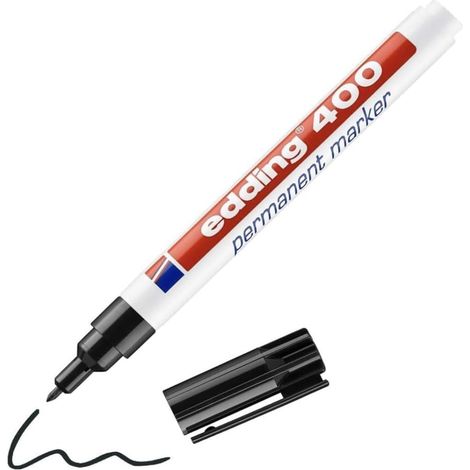 400 Marqueur permanent - noir - 1 stylo - pointe ronde fine 1 mm - sèche vite, résiste à l'eau et aux frottements - pour carton, plastique, bois, métal, verre (1/5)