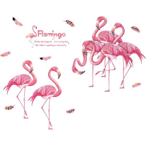 Stickers muraux Flamants roses (Dimensions : 120 cm x 93 cm) (1/5)