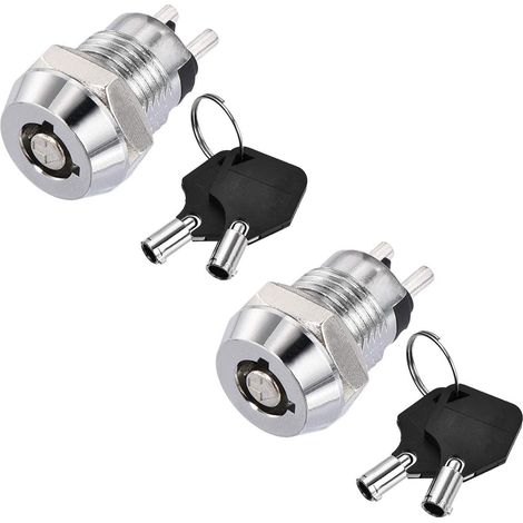Interruptor de llave metálico de encendido/apagado de 12 mm y 12 V - 2 unidades