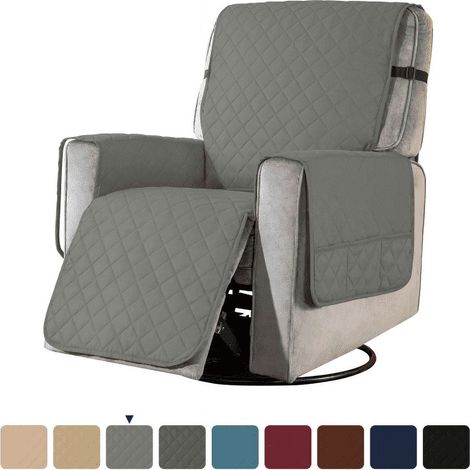 Copripoltrona reclinabile, copripoltrona reclinabile double-face con tasche laterali (grande, nero)
