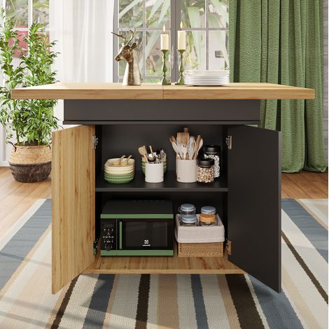 table repas extensible rangement 110 140 cm bois noir OKMYHOME (1/5)
