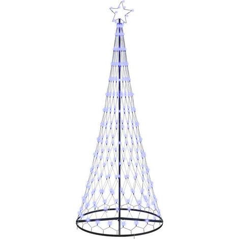 Sapin de Noël LED avec 295 lumières LED et support, bleu, 250 cm, matériau métallique. (1/5)