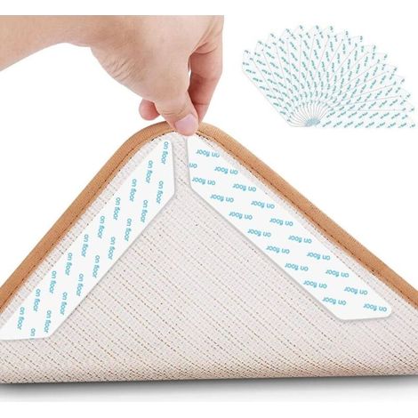 QAZQA Anti Derapant Tapis,16 Pcs Rug Grippers, Tapis Grippers Autocollant,Réutilisable Sticker Tapis Antidérapant pour Cuisine/Salle de Bain/Bureau (Épaissir) (1/5)