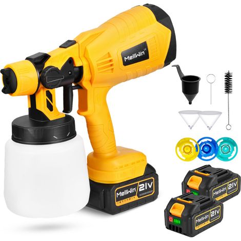 Pistola pulverizadora de pintura eléctrica de 1000 ml con 3 boquillas para gabinetes, cercas y techos