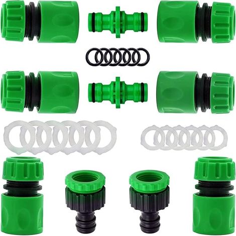 Lot de 10 Raccords d'arrosage Rapides Ensemble pour Tuyau d'arrosage (6Pcs 1/2" Tuyau Rapides Raccord,2Pcs Double connecteur,2Pcs Connecteur Nez de Robinet) (1/5)