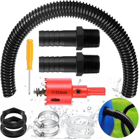Kit de Connexion pour Récupérateur d'Eau de Pluie 25 mm avec Tuyau 100 cm et Accessoires (1/5)