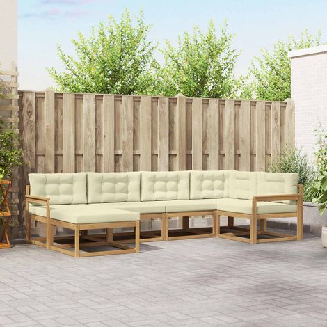 vidaXL Outdoor-Sofagarnitur mit Kissen 5 pcs Weiß und Creme Polyester (1/5)