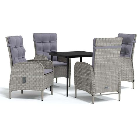 Maison Exclusive - Set da Pranzo da Giardino 5 pz con Cuscini Grigio e Nero (1/5)