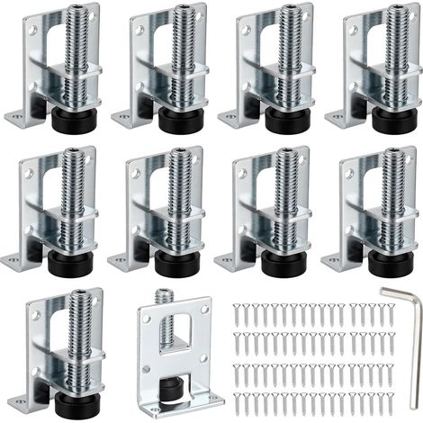 Lot de 10 Pied de Meuble Reglable 55/102 mm, Pieds de Nivellement Pied Reglable avec 60 Petites vis et 1 clé Allen Pieds Meuble pour Meubles, Armoires, Étagères, Table (1/5)
